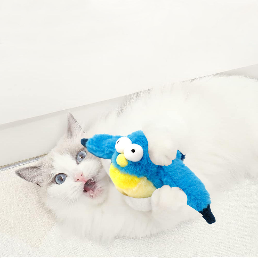 Rechargeable Squeaky Cat Toys Touch Activated Kitten Plush Flapping Toys