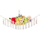 Tassels Boho Plush Toy Hammock with String Light Hanging Storage Net