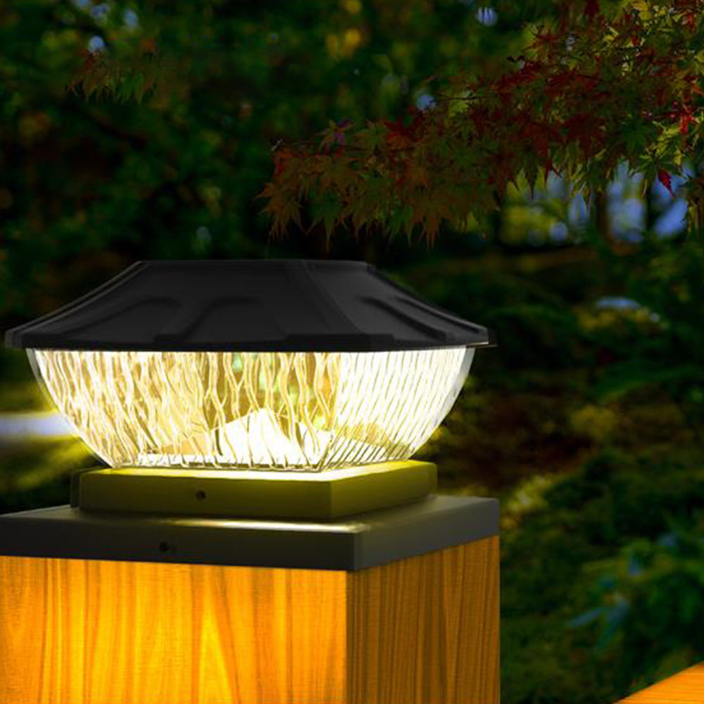 4Pcs 8LED 2 Modes Solar Powered Deck Fence Cap Lights for 4x4 5.5x5.5 Inch Posts