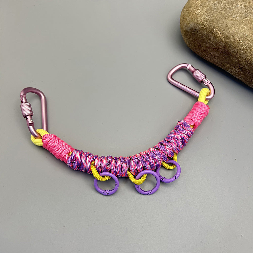 3 PCS Handwoven Paracord Backpack Gear Hanger Chains with Carabiners
