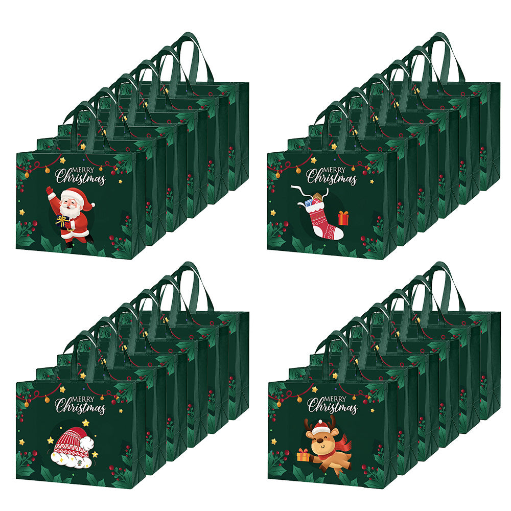 24Pcs Nonwoven Christmas and Halloween Handled Gift Shopping Bags