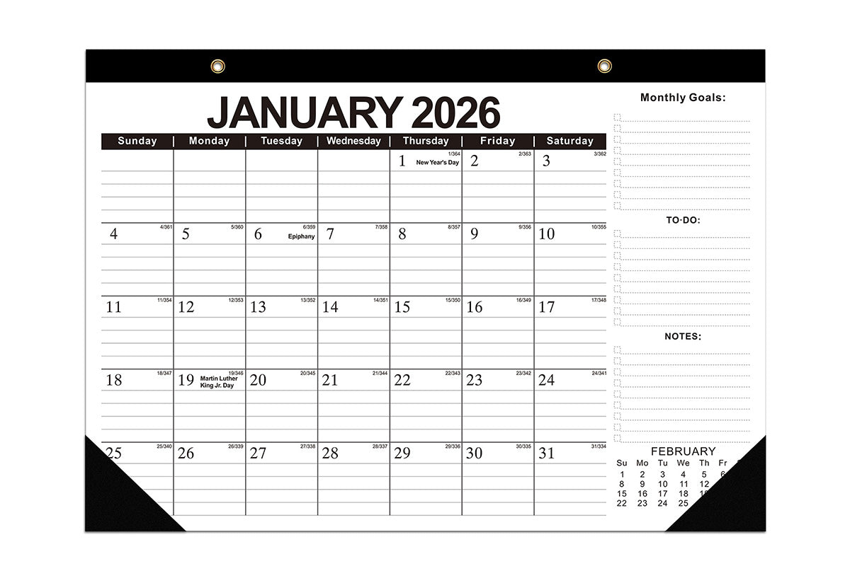 Desk Calendar 18-Month from 2026 Jan- 2027 June with Corner Protectors for Office