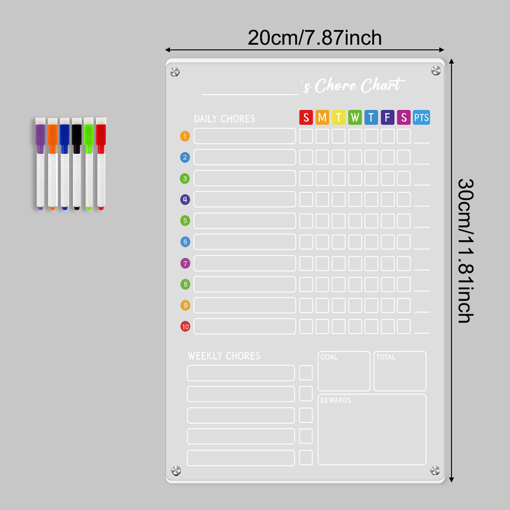 Acrylic Chore Chart Board Clear Dry Erase Checklist Chore Boars For Family Reward Chart
