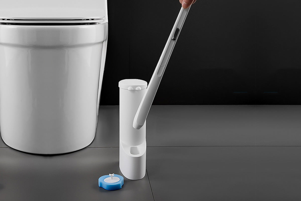 Disposable Toilet Brush Set with Replaceable Heads and Cleaning Liquid for Bathroom