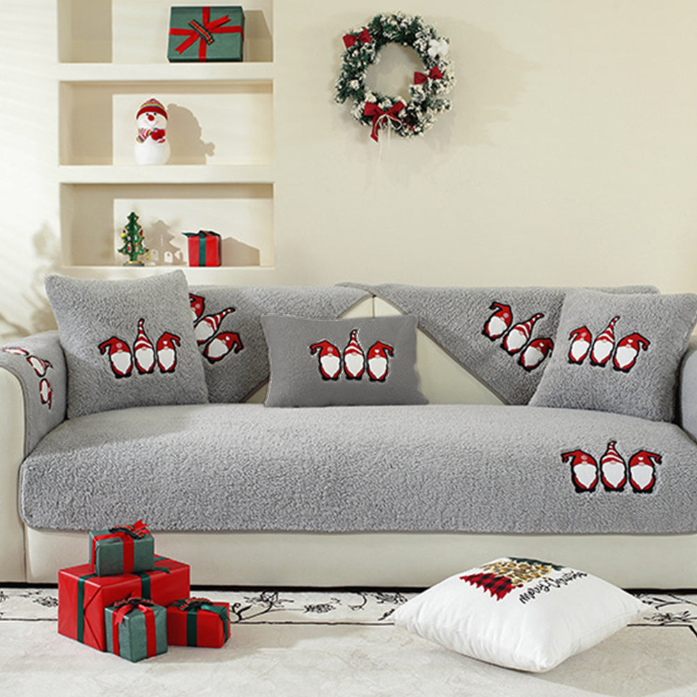 Christmas Sherpa Fleece Slipcover Protector Sofa Throw Cover Soft Thick Cozy Sofa Throw