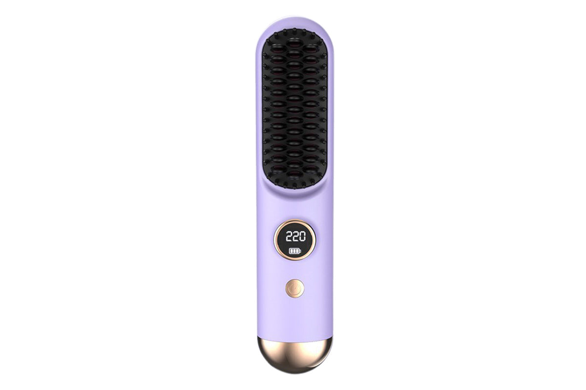 Cordless LCD Hair Straightening Brush 2-in-1 Portable Styling Tool for Travel