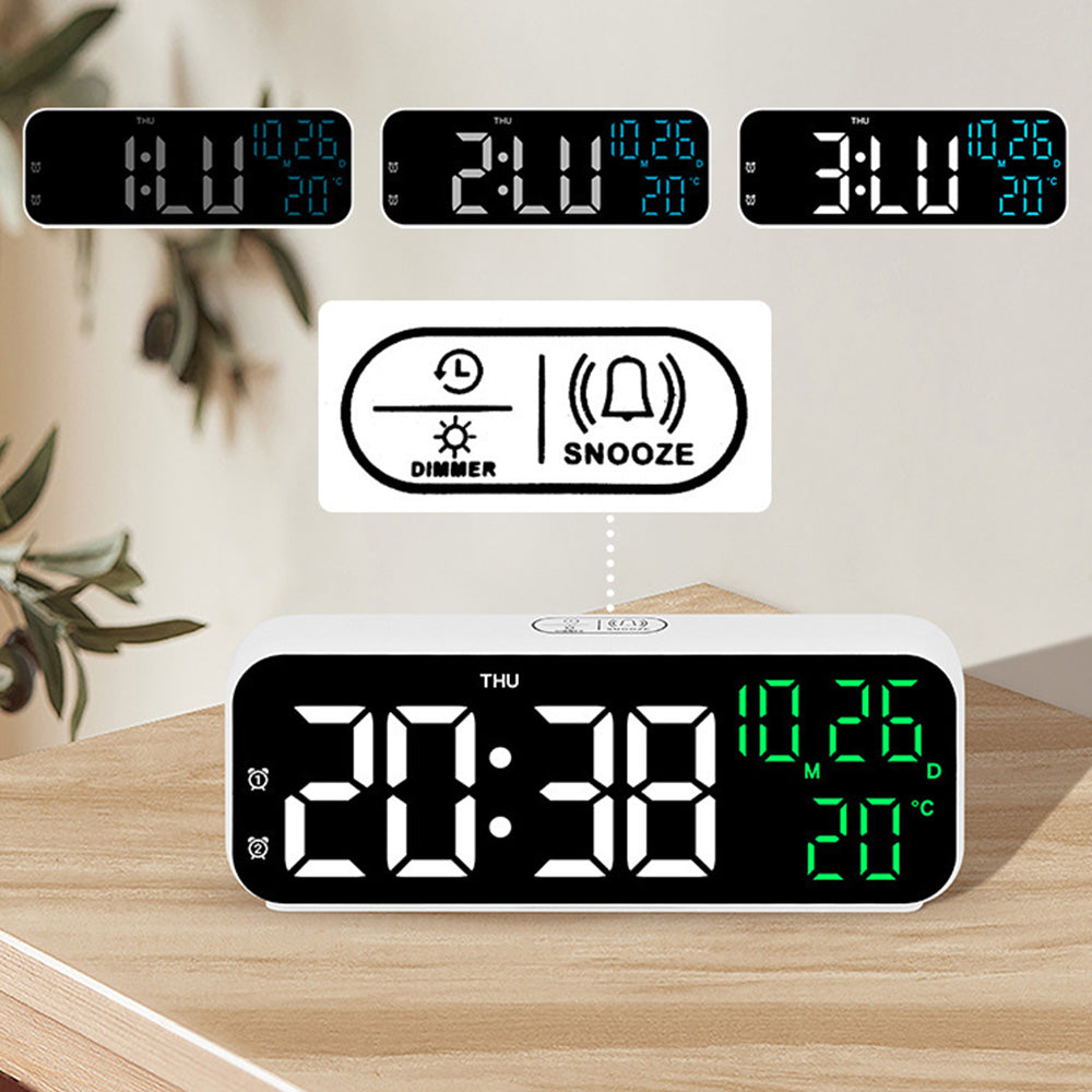 LED Digital Clock with Temperature Humidity Display for Bedroom