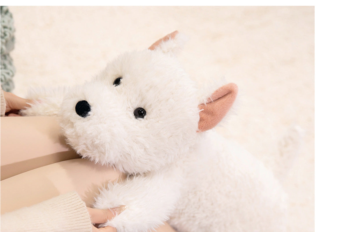 Stress Relief Realistic West Highland White Terrier Plush Toy Soft Cuddly Lying Stuffed Dog Animal