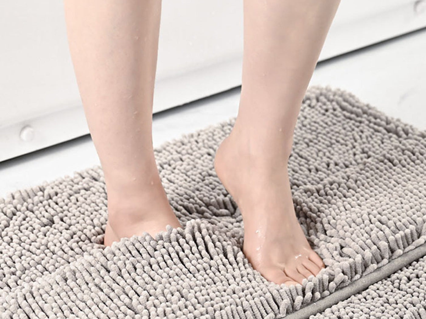 Two Layers Bath Mat 40x60cm Thick Soft Absorbent Chenille Bath Rug Mat