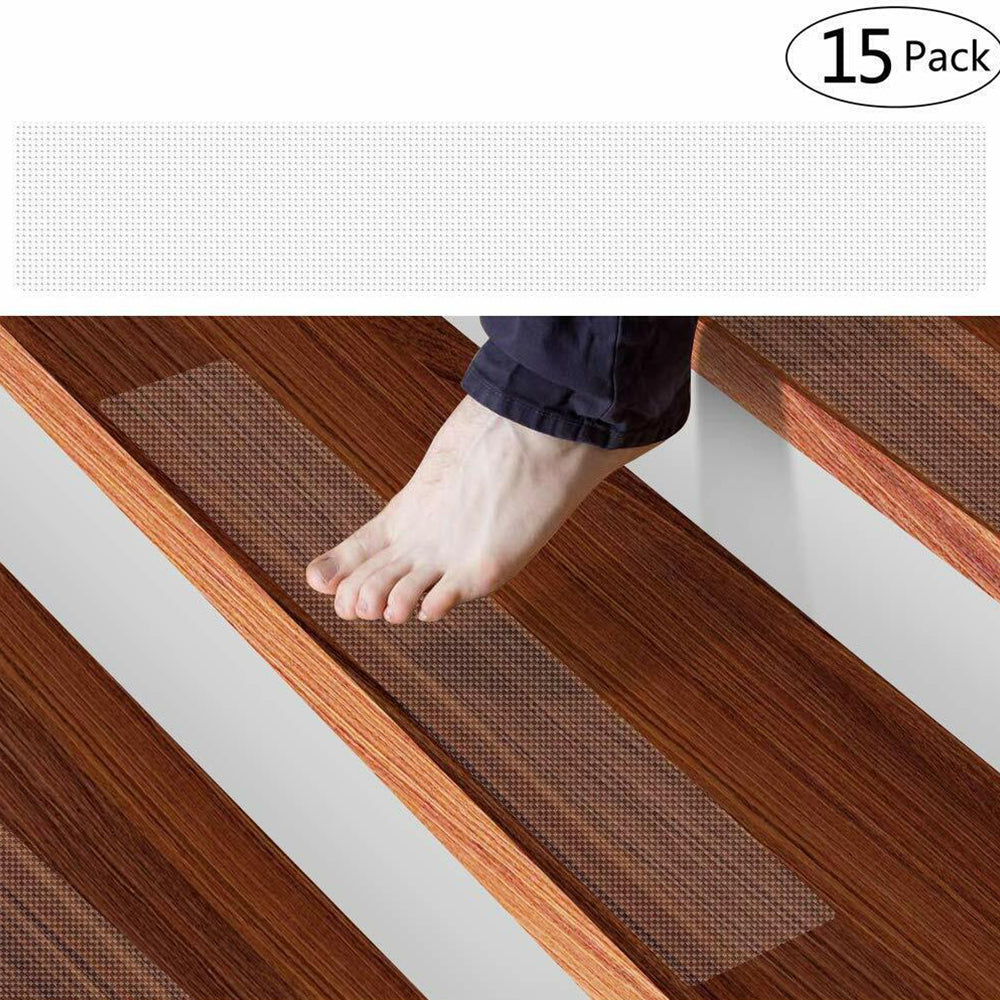 15Pcs Anti Slip Clear Tape Adhesive Stair Mat for Indoor Outdoor