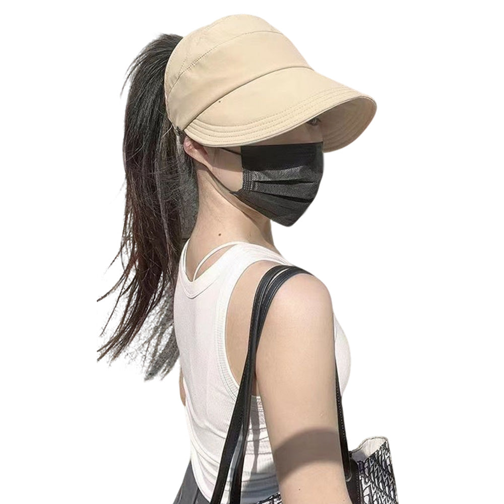 2 PCS Wide Brim Quick Dry Foldable Sun Hat with Ponytail Opening and Hook