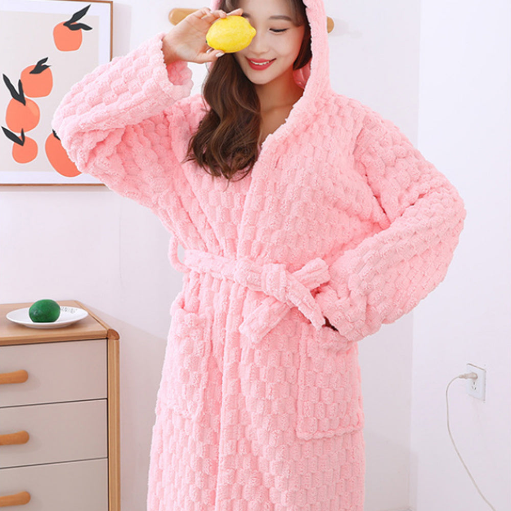 Towelling Wrap Hooded Bathrobe