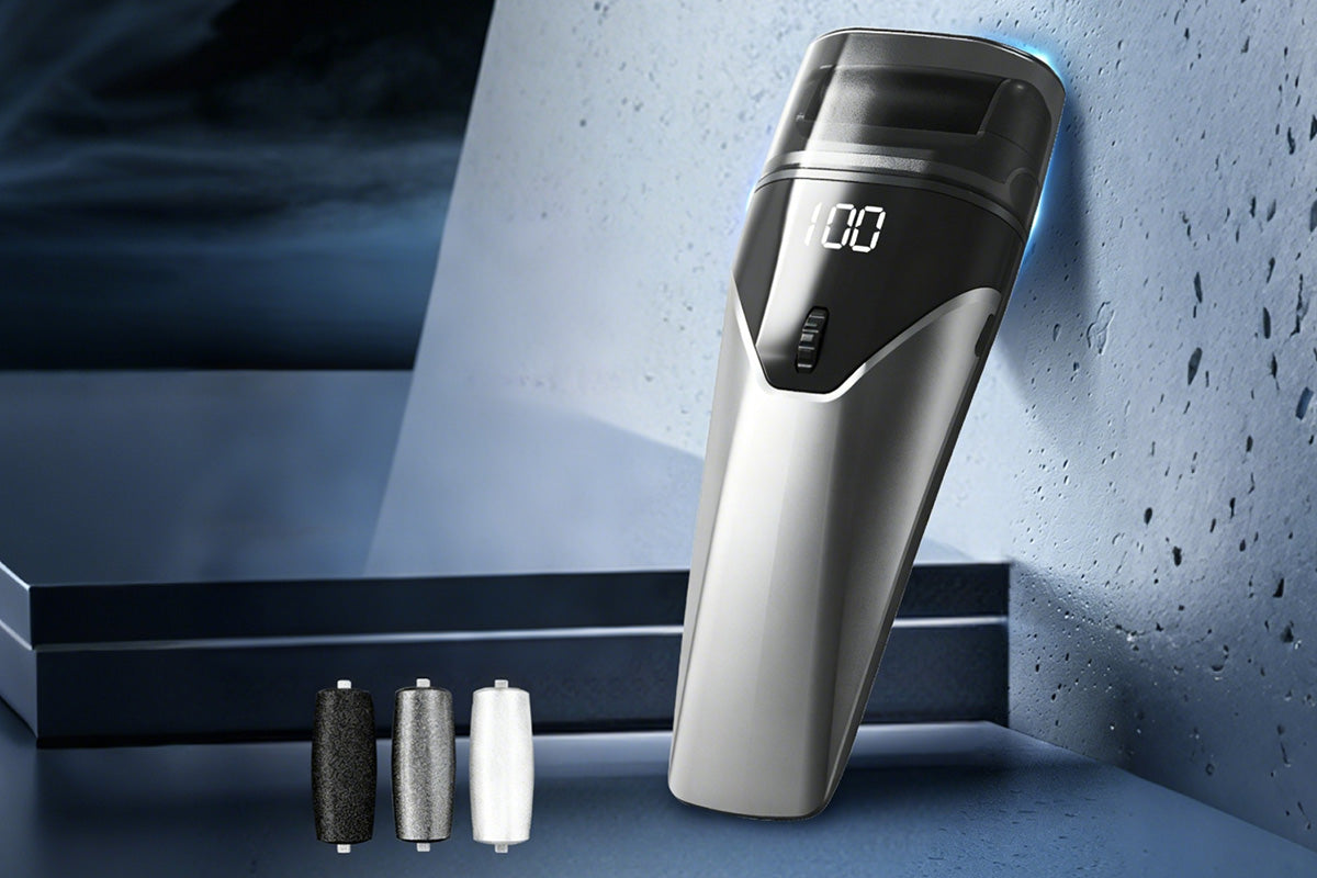 100 Speeds Electric Foot Callus Remover with 3 Rollers LED Light Foot File Pedicure Tool