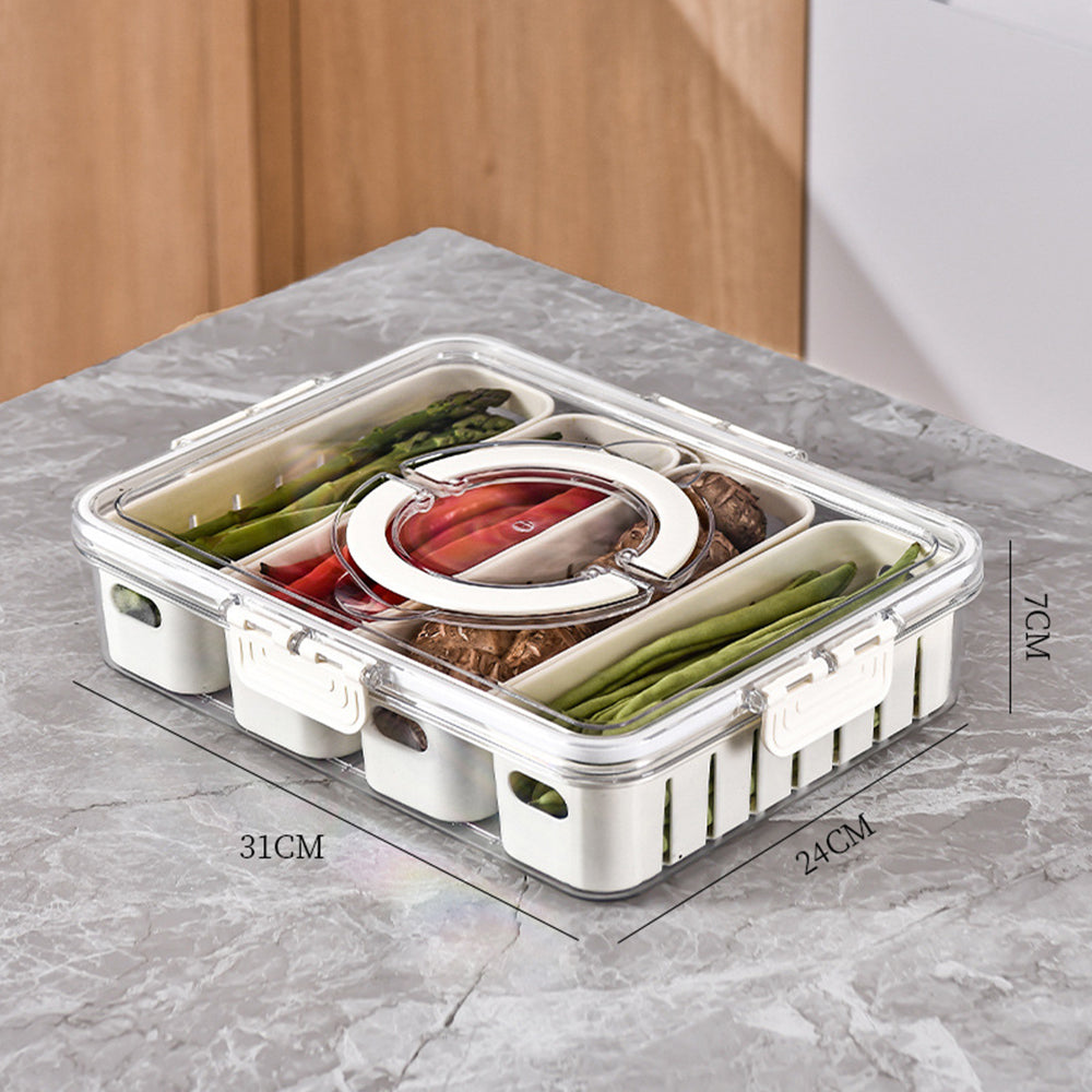 Divided Serving Tray with Lid and Handle 4 Compartments Snack Container