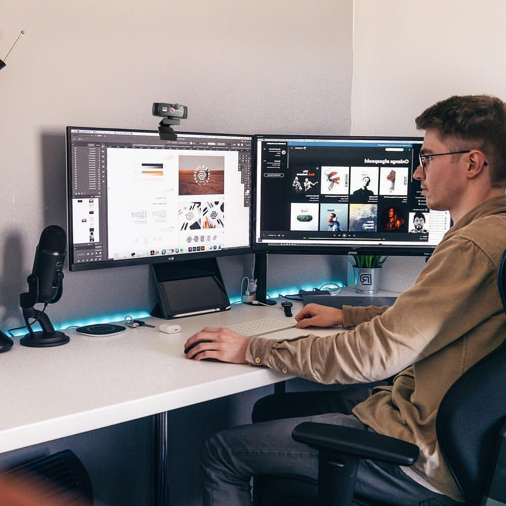 1080P HD Webcam Web Camera with Dual Noise-Cancelling Microphones and Tripod Stand