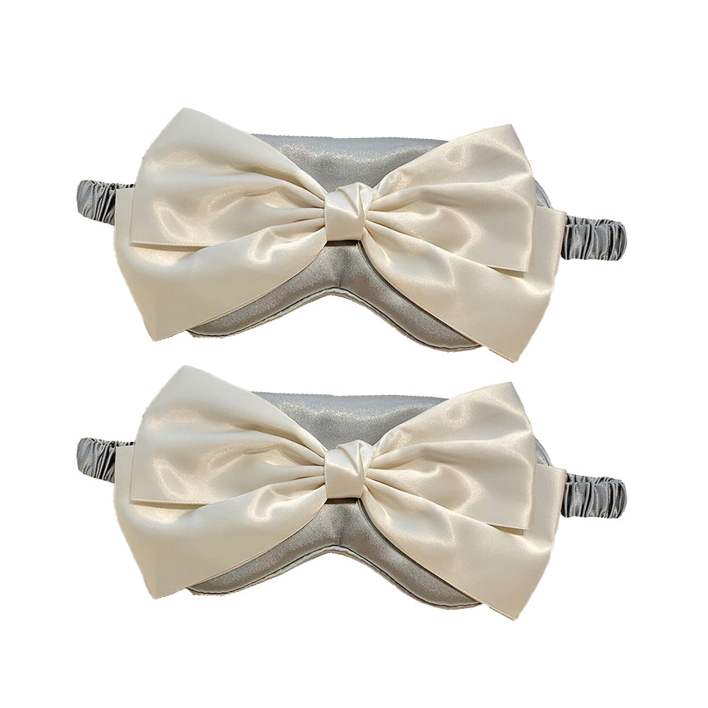 2Pcs Silk Bow Tie Relieve Fatigue Travel Eye Mask