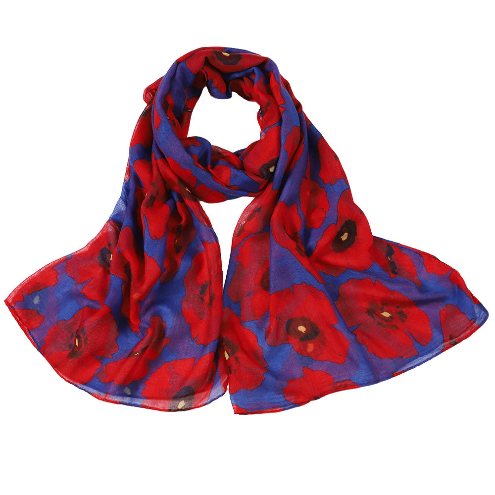 Vintage Floral Polyester Scarf Shawl for Travel and Sun Coverage