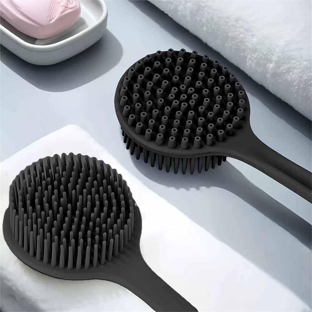 Long Handle Silicone Body Scrubber Shower Brush Set Bath Brush