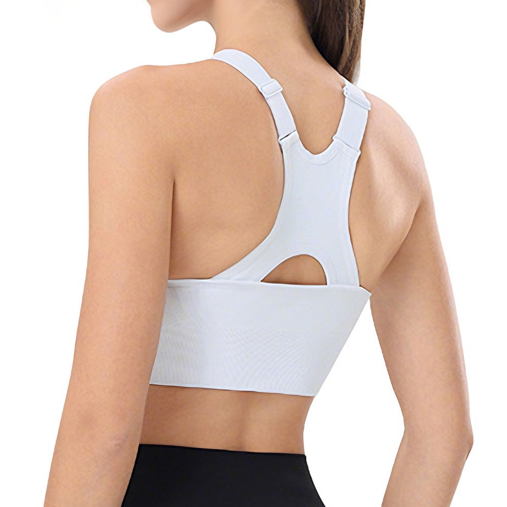 Women Adjustable Sports Bra Wide Strap Design for Running and Gym Fitness-White