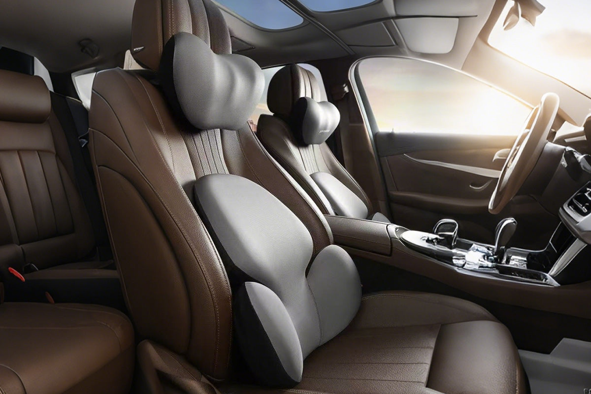Car Headrest and Lumbar Support Set Memory Foam Driving Cushion