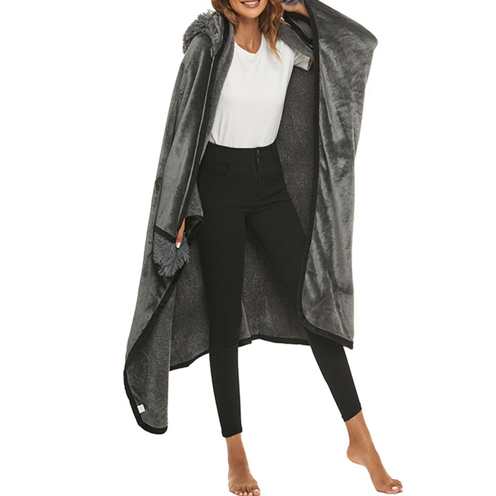 Warm Cozy Flannel Wearable Hooded Blanket for Adults