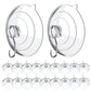 20 Pack Suction Cup Hooks Clear with Stainless Steel Hook Removable Reusable
