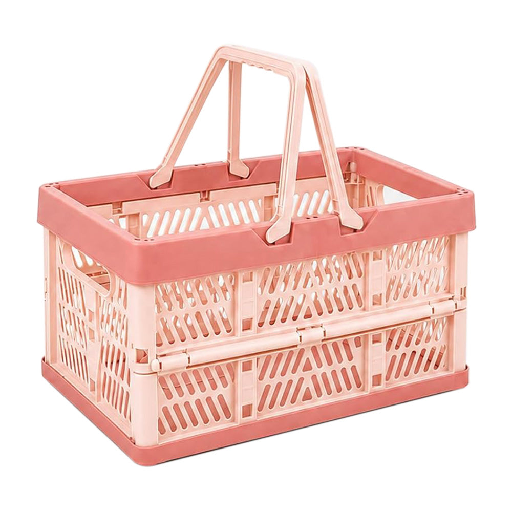 Portable Foldable Storage Basket for Camping Shopping and Home-Pink
