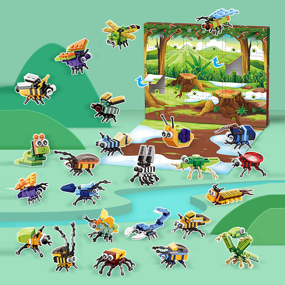 Christmas Advent Calendar Insect Dinosaur Building Blocks Toy Countdown Calendar Xmas Blind Box