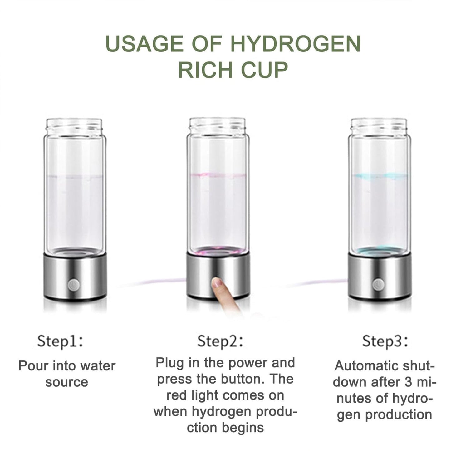 1000mAh 450ml Hydrogen Rich Water Cup Portable USB Rechargeable Ionized Water Generator