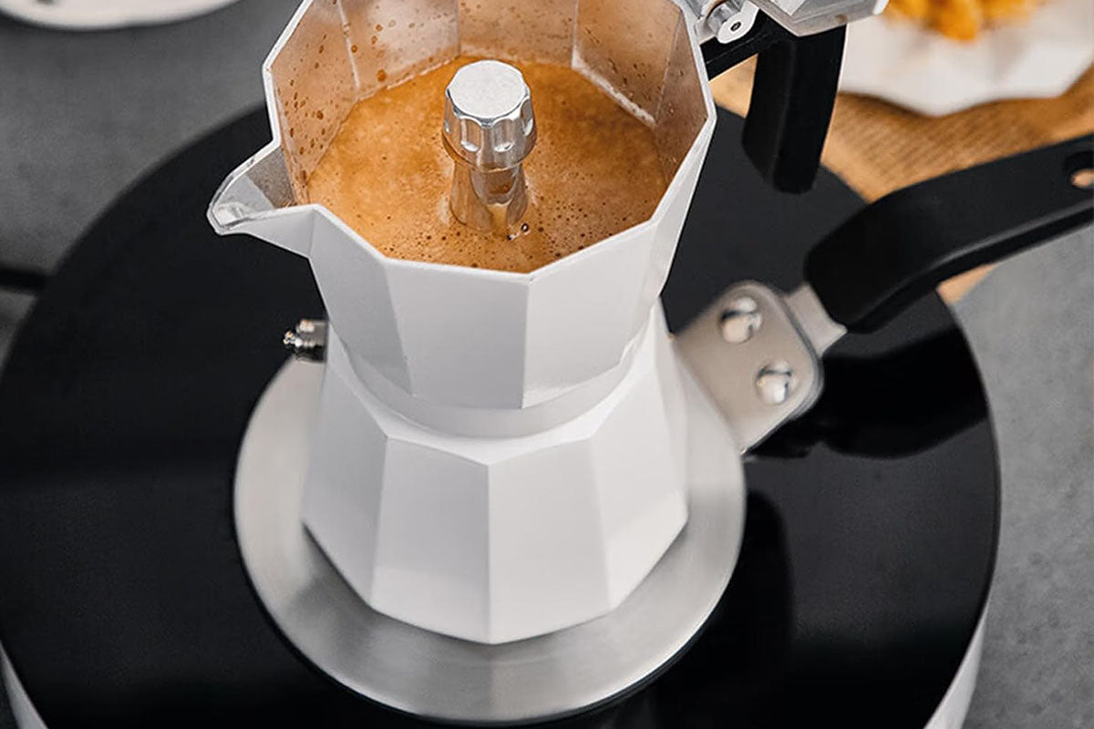 150ML Stovetop Espresso Coffee Moka Pot with 13cm Induction Adapter Plate for Moka Pot