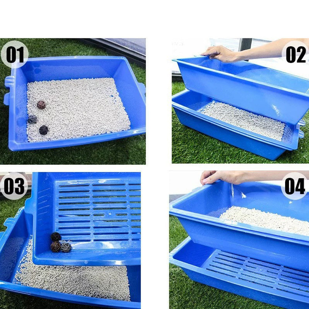 Cat Litter Box Open Toilet Self Cleaning Cat Kitten Sifting Tray