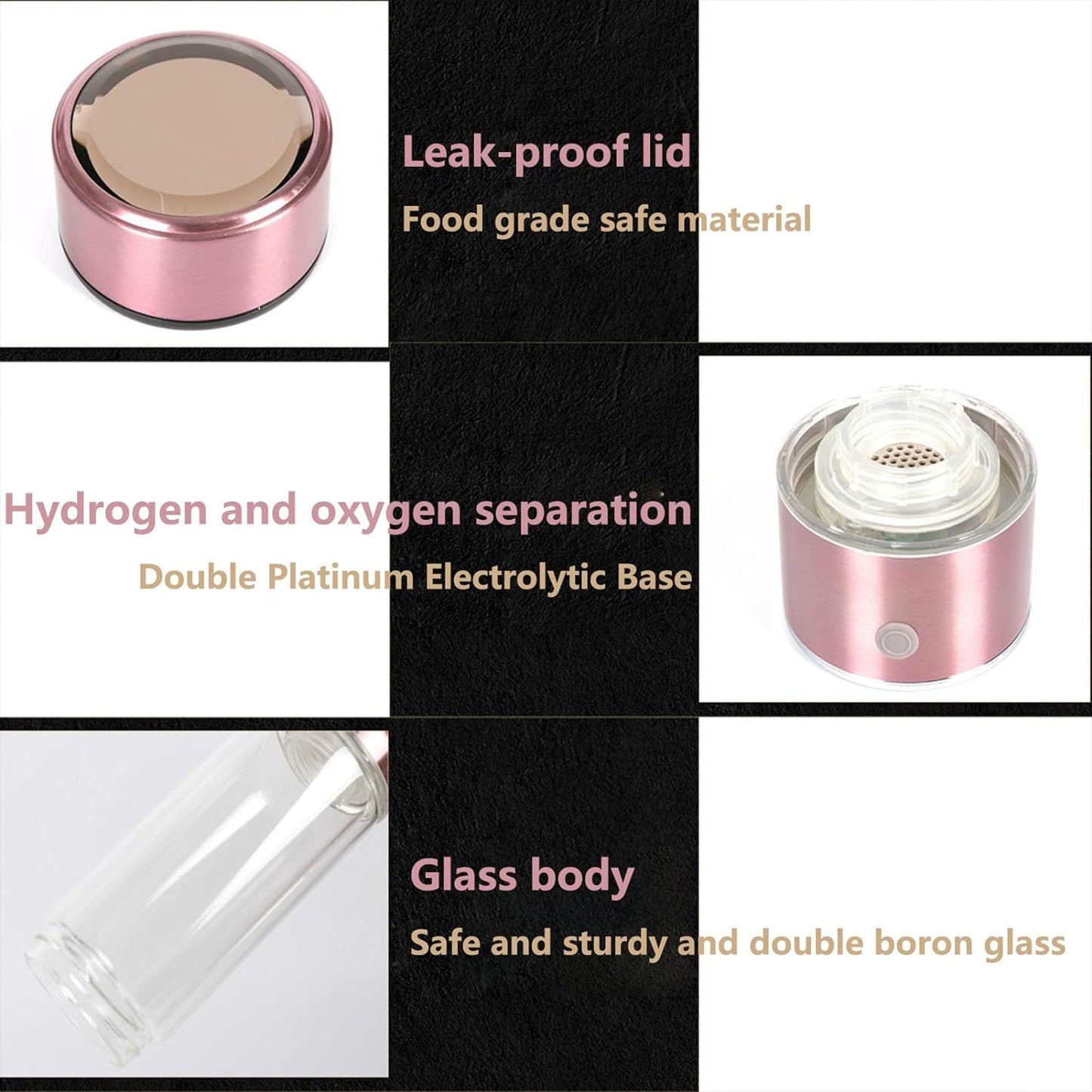400ml Rechargeable Hydrogen-rich Water Maker Ionizer Generator Bottle
