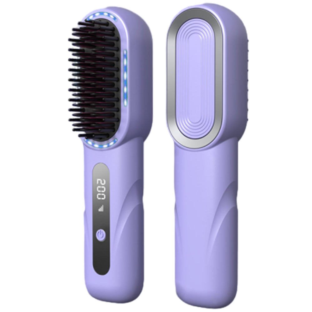 Rechargeable Cordless Hair Straightener Brush with LED Display