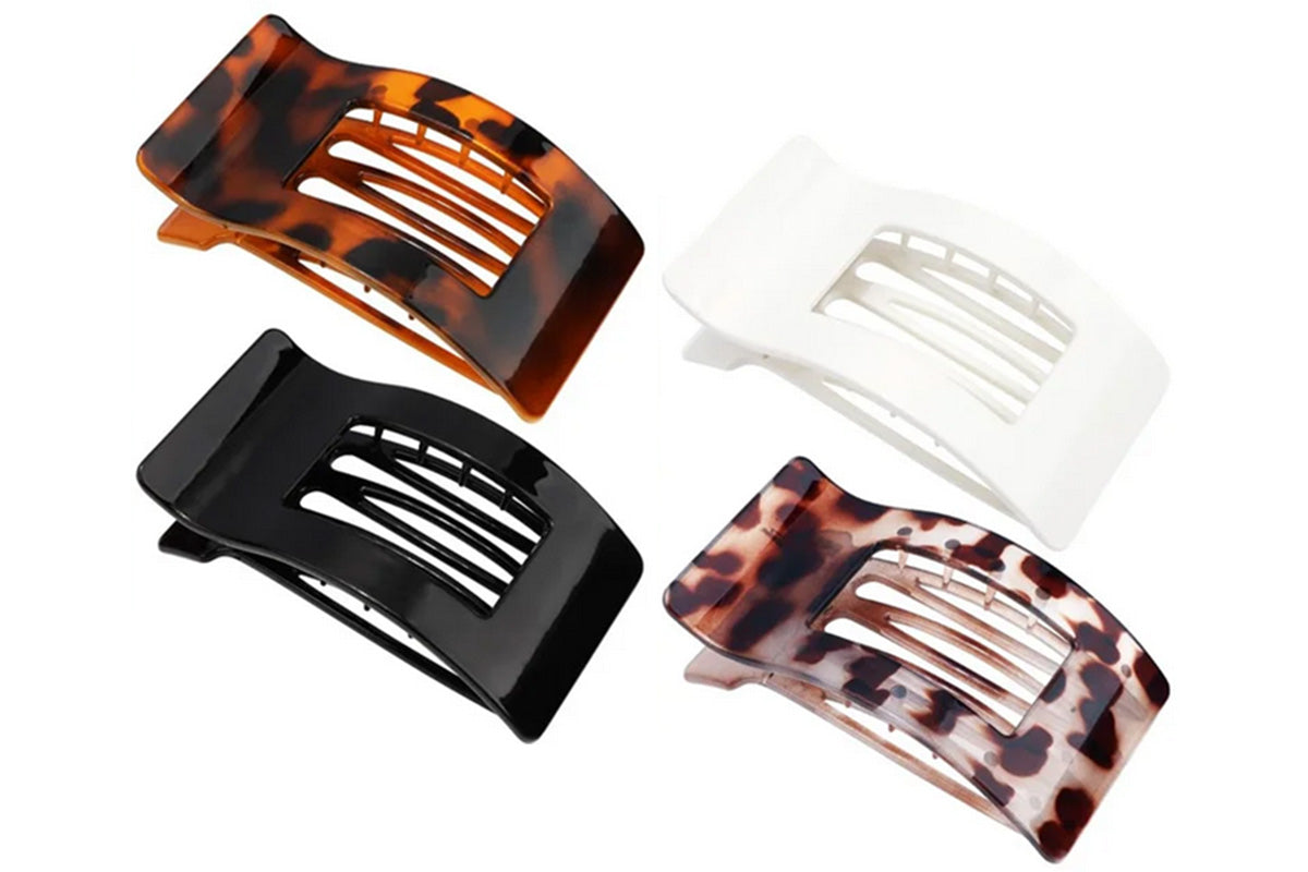 4PCS Flat Hair Clips Large Rectangle No-Slip Claw Clips For Women