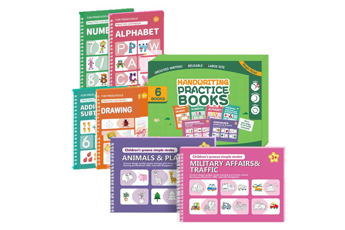 Magic Handwriting Practice Books With Pens Reusable Grooved Copybooks