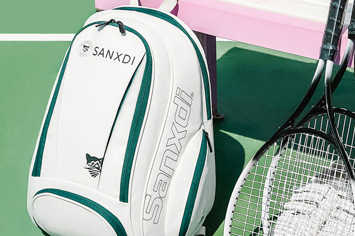 Sports Tennis Backpack PU Water-Resistant Badminton Racket Bag with Separate Shoe Compartment Rucksack for Gym Outdoor
