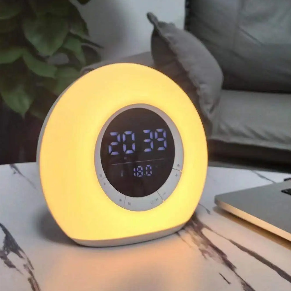 LED Colorful Wake Up Light Alarm Clock with Bluetooth Speaker