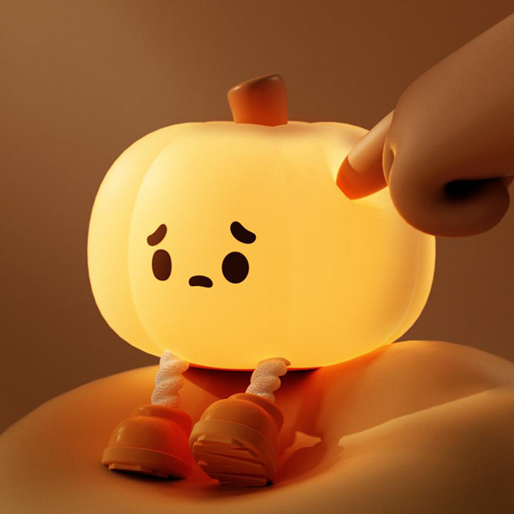 9.5x9.5x8.4cm Cute Pumpkin Silicone Night Light Sensory Interactive Night Light
