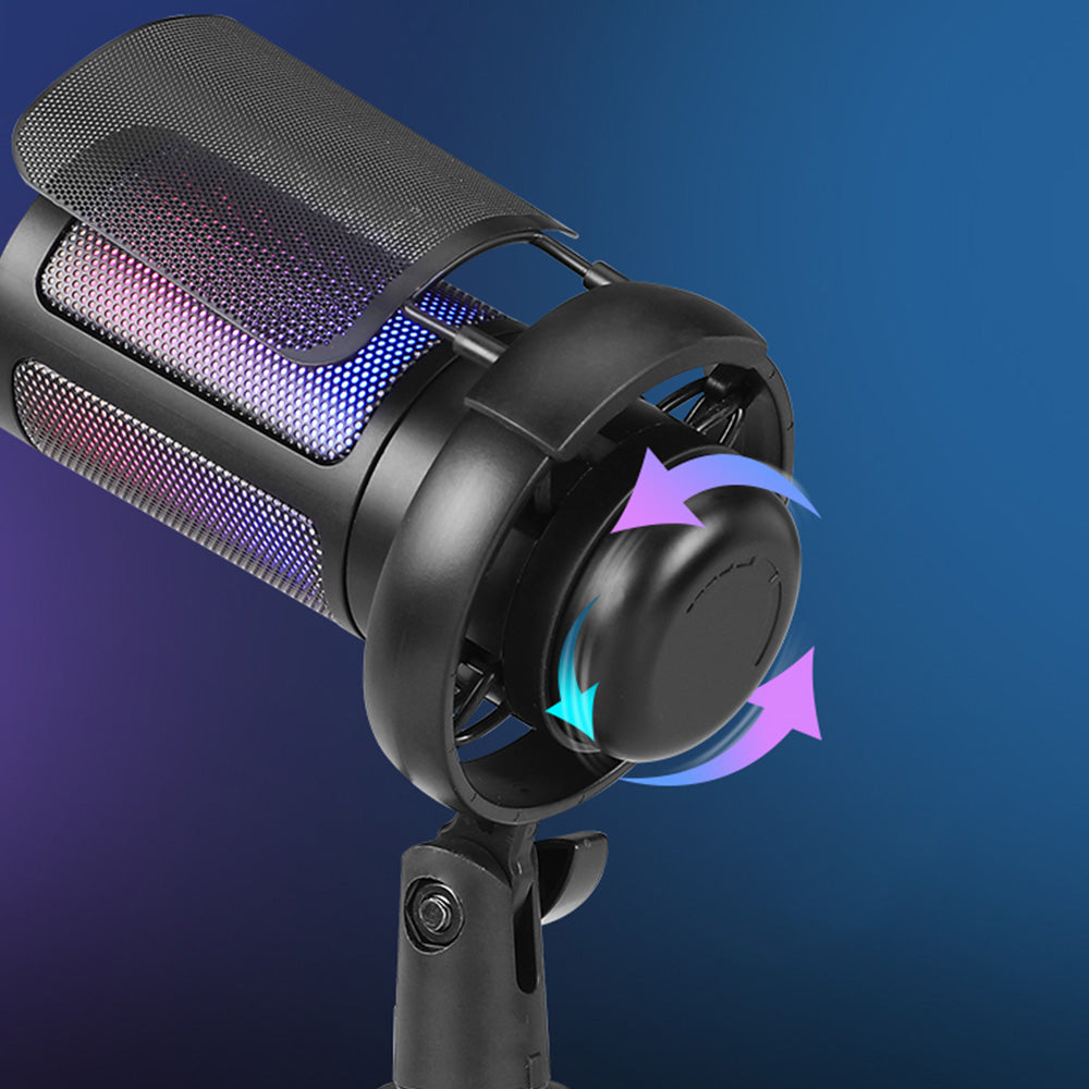 USB Gaming Microphone With RGB Indicator And Tripod Stand Condenser Microphone