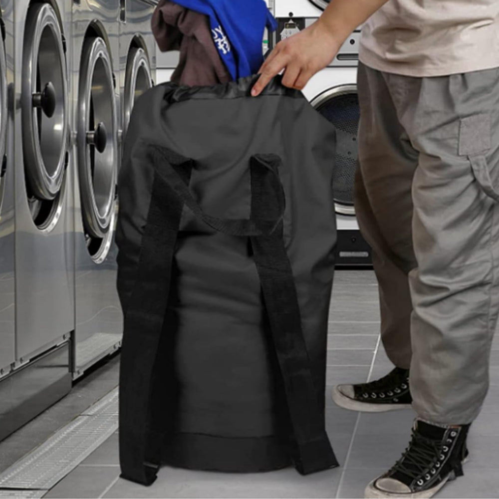 2Pcs Heavy Duty Laundry Bag Oxford Backpack Luggage Storage with Drawstring Shoulder Strap