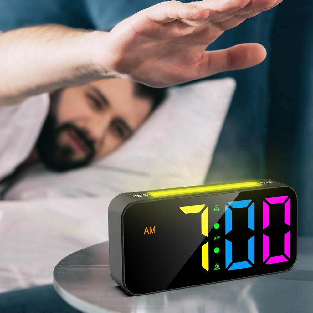 Super Loud RGB Digital Alarm Clock for Heavy Sleepers with Night Light for Bedrooms
