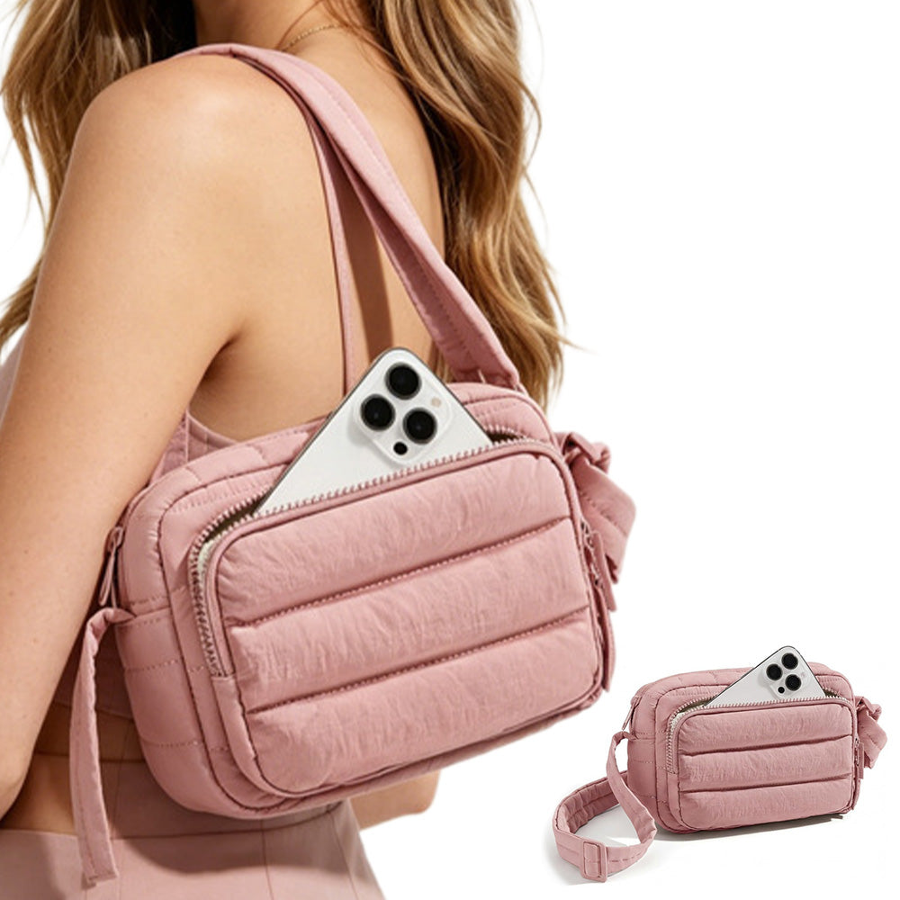 Crossbody Bag Lightweight Down-Feel Large Capacity for Commute Travel Sports