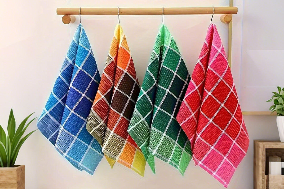 4Pcs Polyester Cotton Kitchen Tea Towels High Absorbent Dish Cloths