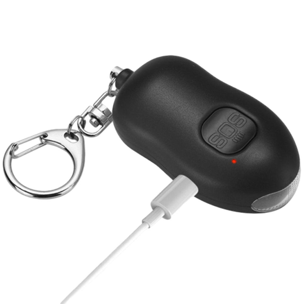 130dB Anti-Attack Rechargeable Personal Security Alarm Keychain Emergency Torch