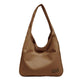 Solid Color PU Leather Shoulder Bag Large Capacity Tote Bag