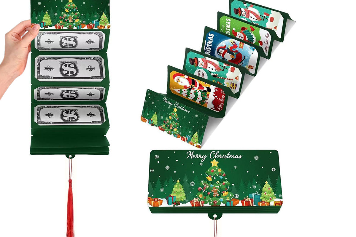 10-Slot Foldable Christmas Red Envelope with Foil Stamping