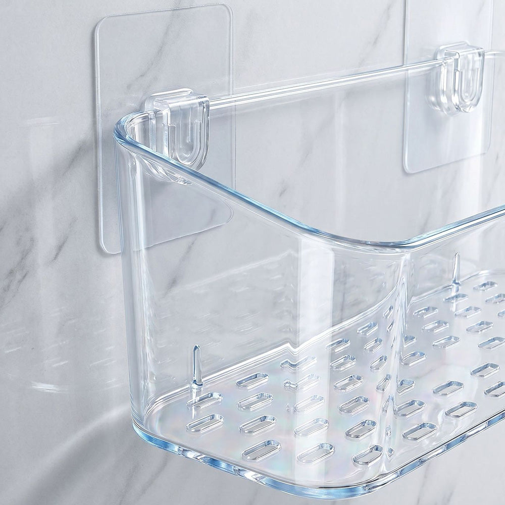 No Drill Bath Storage Wall Mounted Transparent Shower Caddy for Home