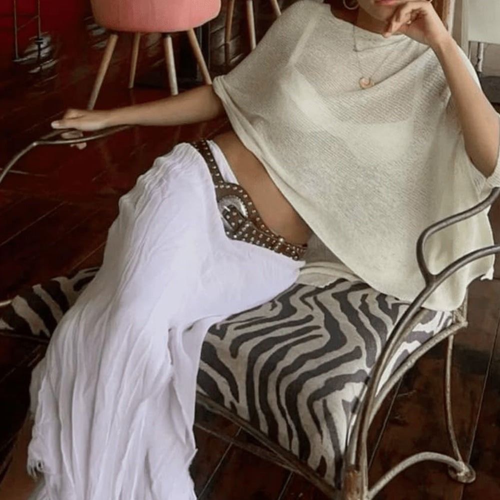 Summer Irregular Sheer Poncho Shawl Beach Cover Up for Women