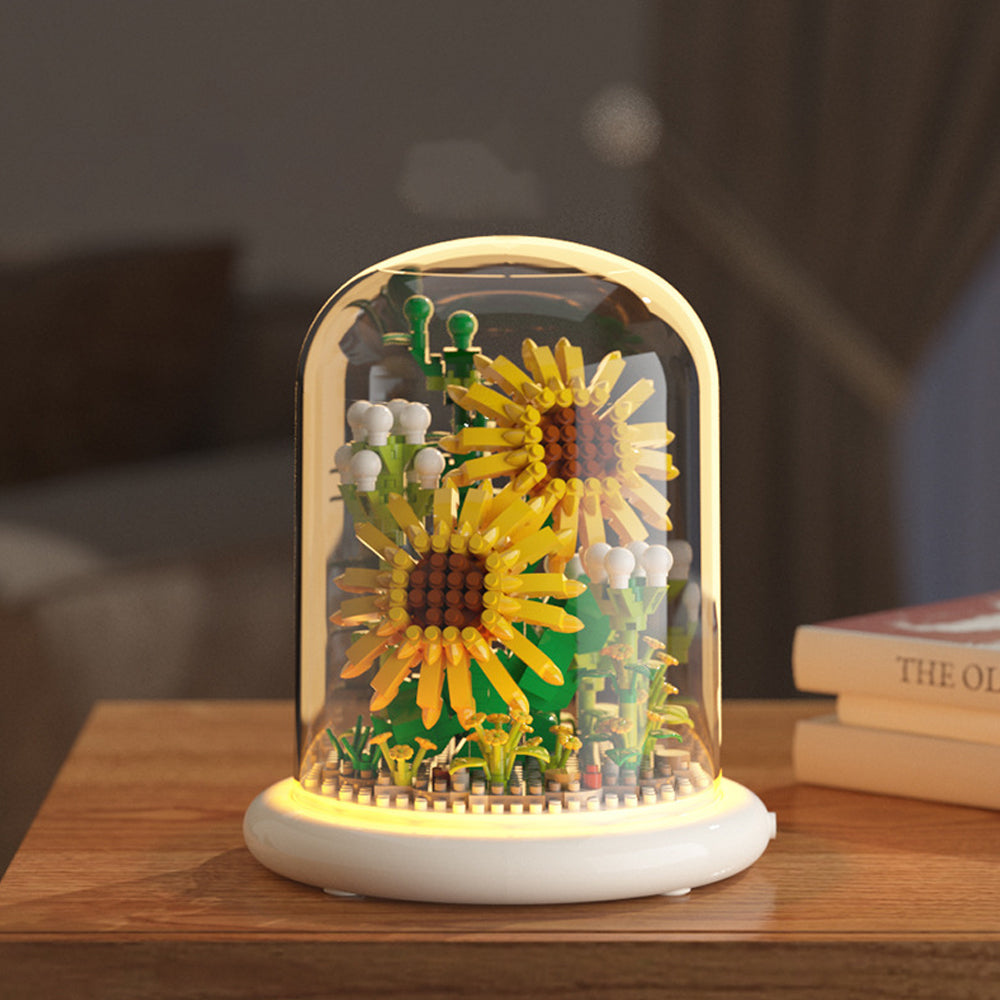 Light-Up Flower Building Blocks Kits with Dust Cover