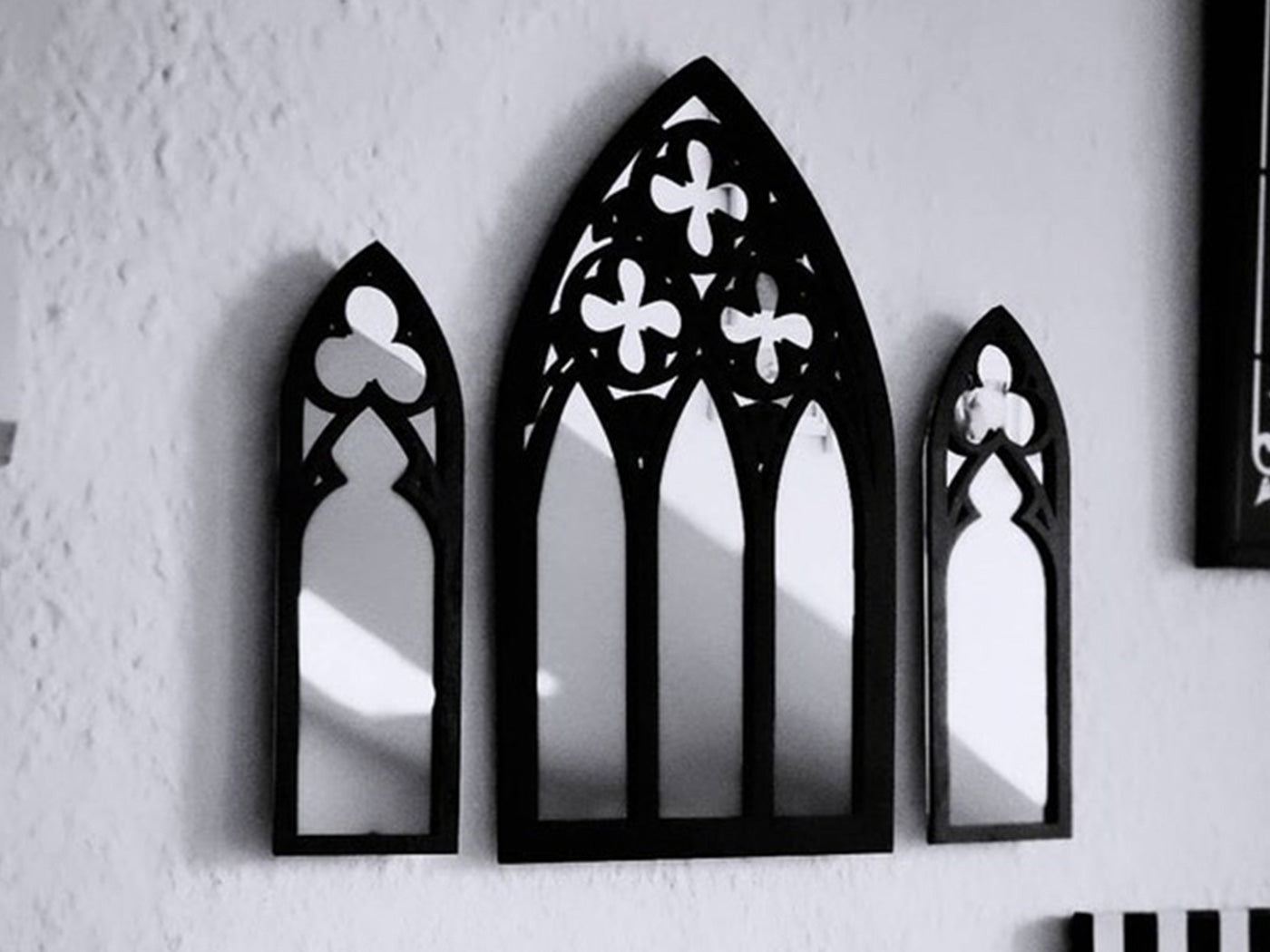 Christmas Gift 3Pcs Gothic Mirrors Arched Decorative Mirror Wall Mounted Goth Mirrors Decor